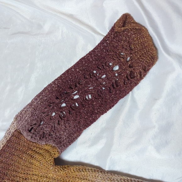 Maurices Open Knit Earthtone Gradient Open Front Cardigan XL Purple Gold - Picture 3 of 7